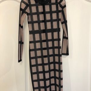 See through checkered bodycon dress
